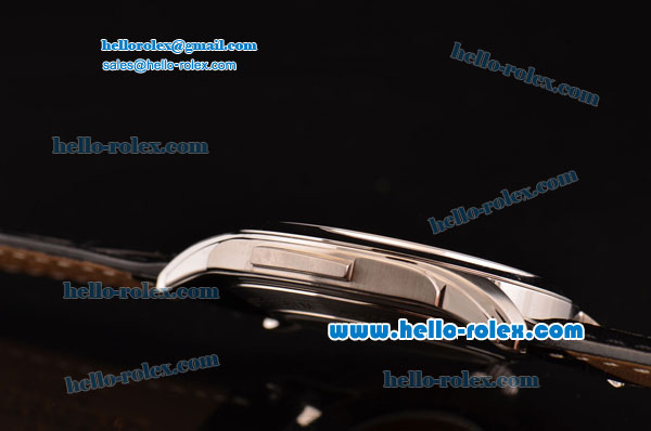 Patek Philippe Calatrava Swiss ETA 2824 Automatic Steel Case with Black Leather Strap Black Dial Stick Markers - Click Image to Close